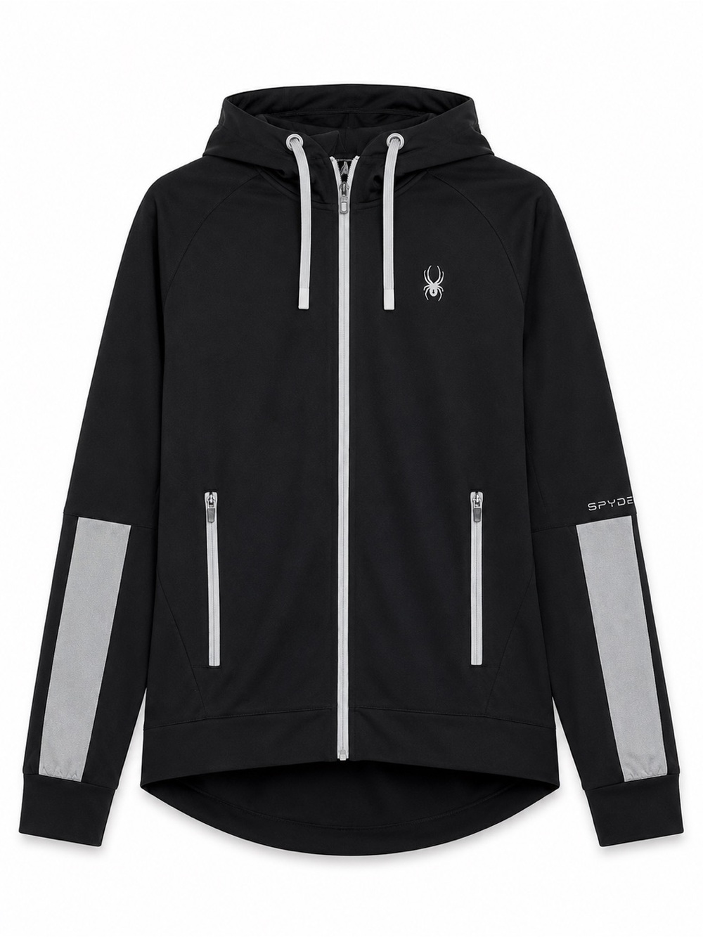 Spyder Mens XL Black Silver Colorblock Full Zip Active Hoodie Jacket